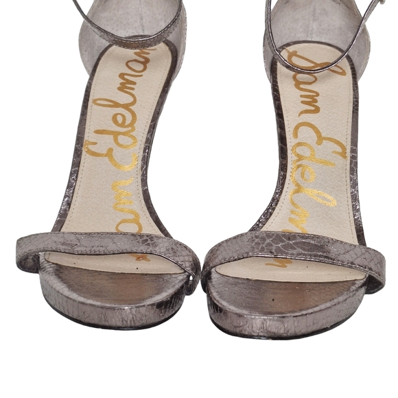 Sam Edelman Sz 9 Eleanor Metallic Open Toe Reptile‎ Embossed High Heel Sandals - Picture 5 of 15